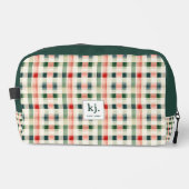 Zachter Evergroen Gingham Monogram Toilettasje (Voorkant)