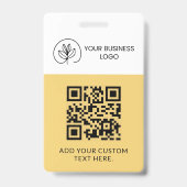 Zachter Geel Event Badge Aangepaste QR-code & Logo (Voorzijde)