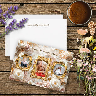 Zachter Gouden Barok Bloem Fotolijstjes Collage Feestdagenkaart