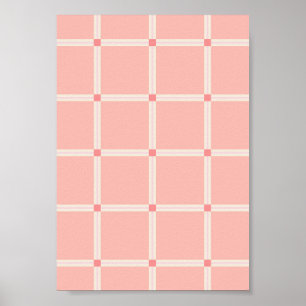 Zachteroze rasterpatroon met koraal accent poster