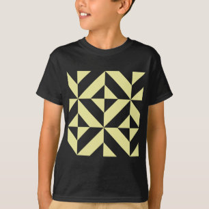 Zachtgele geometrische art deco t-shirt