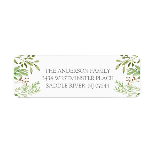 Zachtgroene Bladeren Retouradreslabel Etiket (Voorkant)