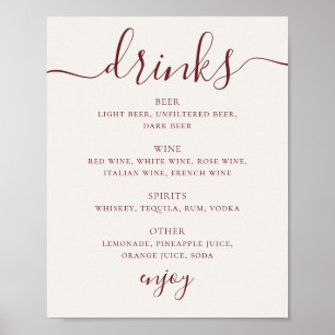 Zachthe Ivoorkleurige Trouw Dranken Menu   Script  Poster