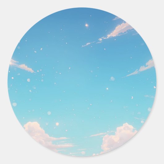 Zachtheblauwe lucht ronde sticker (Voorkant)