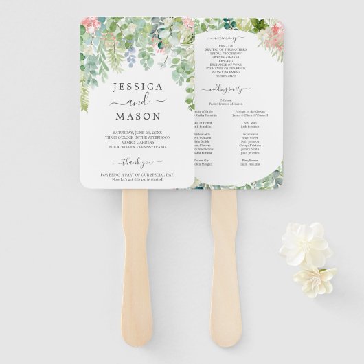 Zachtheid Bruiloft Waier Programma Handwaaier (Voorkant en achterkant)