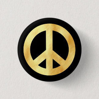 Zachtheid gouden Vredessymbool Ronde Button 3,2 Cm