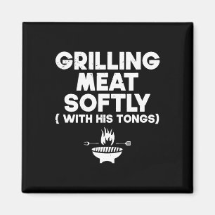 Zachtjes vlees grillen met zijn BBQ-tang  Magneet
