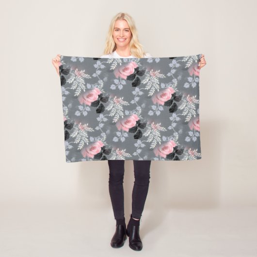 Zachtroze rozen fleece deken (In situ)