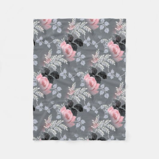 Zachtroze rozen fleece deken (Voorkant)