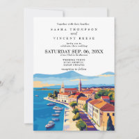 Zadar Kroatië Huwelijksuitnodiging Retro