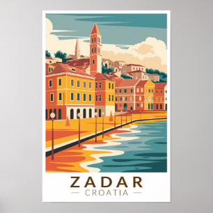 Zadar Kroatië Illustratie Reis Kunst Vintage Poster
