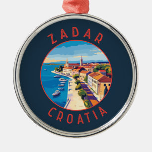 Zadar Kroatië Retro Distressed Circle Metalen Ornament