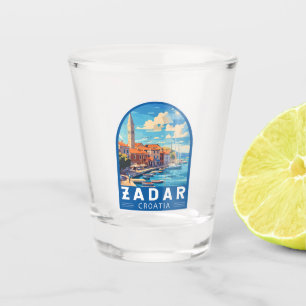 Zadar Kroatië Travel Art Embleem Shot Glas