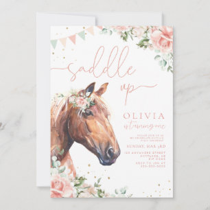 Zaddle up Horses Cowgirl Birthday Uitnodiging