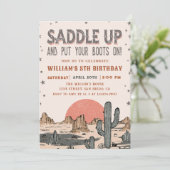 Zadel Cowboy Westerne Verjaardagslaarzen op Kaart (Staand voorkant)