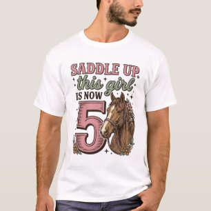 Zadel Meisje 5e Verjaardag Paard Cowgirl Shirt