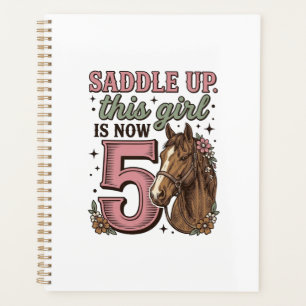 Zadel Meisje 5e Verjaardag Paard Cowgirl Shirt Planner