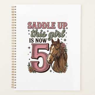 Zadel Meisje 5e Verjaardag Paard Cowgirl Shirt Planner