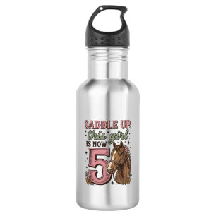 Zadel Meisje 5e Verjaardag Paard Cowgirl Shirt Waterfles