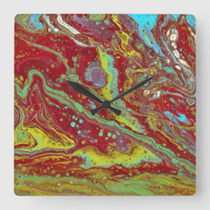 Zadel op 3 Vrije Vorm Psychedelische Wandklok Vierkante Klok