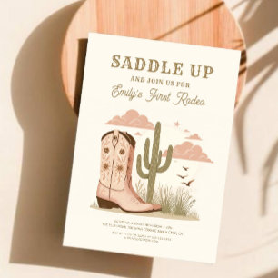 Zadel op Wilde Western Cactus Meisje Kaart
