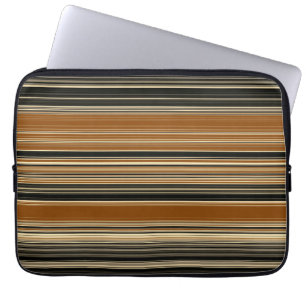 Zadelbruin en zwart gestreept patroon laptop sleeve