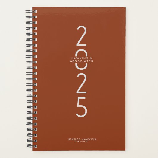 Zadelbruin Verticaal Modern Jaar Wekelijks Planner (Voorkant)