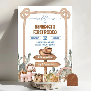 Zadelen Cowboy Eerste Rodeo Verjaardag Jongen Kaart