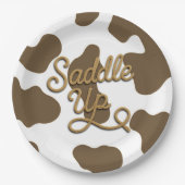 Zadelen Up Bruin Koe Land Westerne Rodeo Party Papieren Bordje (Voorkant)