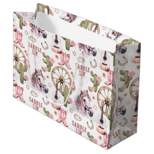 Zadelen Up Cowgirl Roze Westerne Gift Bag Groot Cadeauzakje
