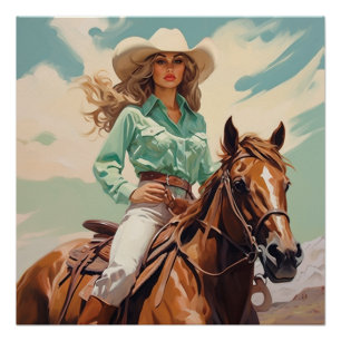 Zadelgestikt: Cowgirl Wall Art Perfect Poster