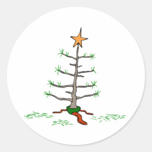 Zadelste kerstboom ronde sticker