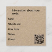 Zaden of Kaart in bulk verbouwen - Opslaan van bij Vierkante Visitekaartje (Achterkant)