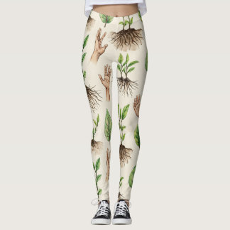 Zaden Sterke wortels Hand Naadloze Patroon Leggings
