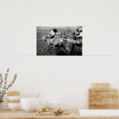Zadle Bronc Rider, zwart-wit Poster (Keuken)