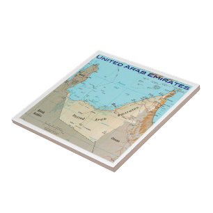 zAE026 KAART, Verenigde Arabische Emiraten, VAE, Tegeltje