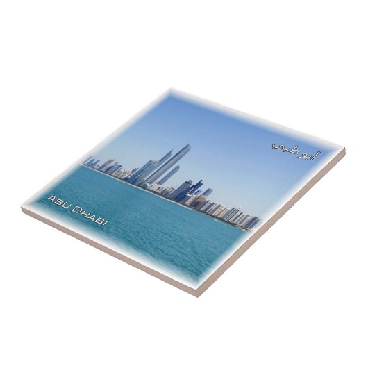 zAE053 ABU DHABI skyline, VAE, Midden-Oosten, Tegeltje (Zijkant)