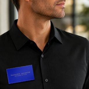 Zaffre Blauw Goud Kleuren Professionele Trendy Mod Naambadge