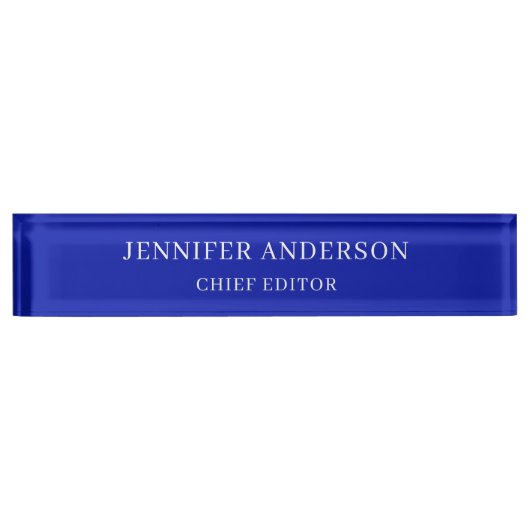 Zaffre Blue Professional Modern Plain Minimalist Naambordje (Voorkant)