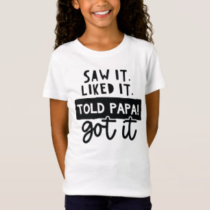 Zag het. Ik vond het leuk. Vette Papa. Het grappig T-shirt