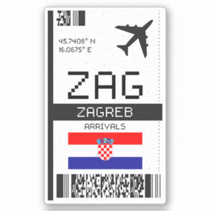 ZAG Zagreb Boarding Pass - Kroatië Reizen Sticker