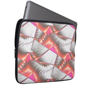 Zagen of zigzag van perziken tot roze over grijs w laptop sleeve
