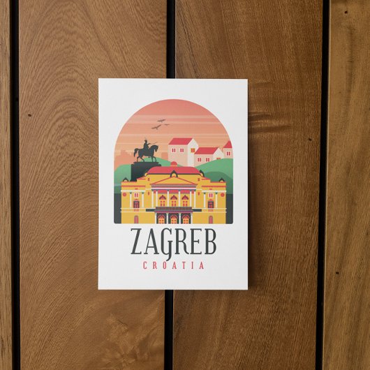 Zagreb Kroatië Cityscape Briefkaart