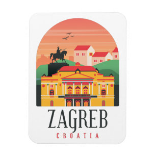 Zagreb Kroatië Cityscape Foto Magneet