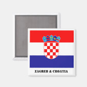 Zagreb & Kroatië, Kroatische vlag Magnet Magneet (Voorkant / Achterkant)