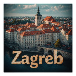 Zagreb Kroatië Oude Stad Geschiedenis Architectuur Perfect Poster