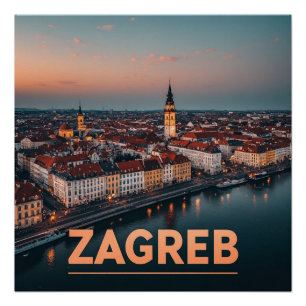 Zagreb Kroatië Oude Stad Geschiedenis Architectuur Perfect Poster