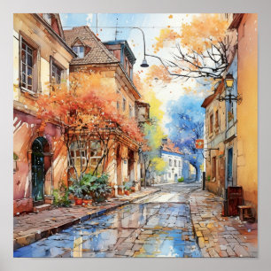 Zagreb Kroatië Reizen Waterverf Art Print
