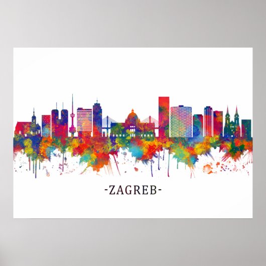 Zagreb Kroatië Skyline Poster (Voorkant)