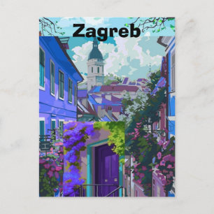 Zagreb Reisposter Kroatië Digitale Print Retro W Briefkaart